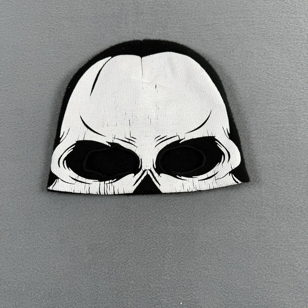 SPIRIT HALLOWEEN ONE SIZE BLACK WHITE EYE HOLE SKULL COSTUME WATCHCAP‎ SKELETON